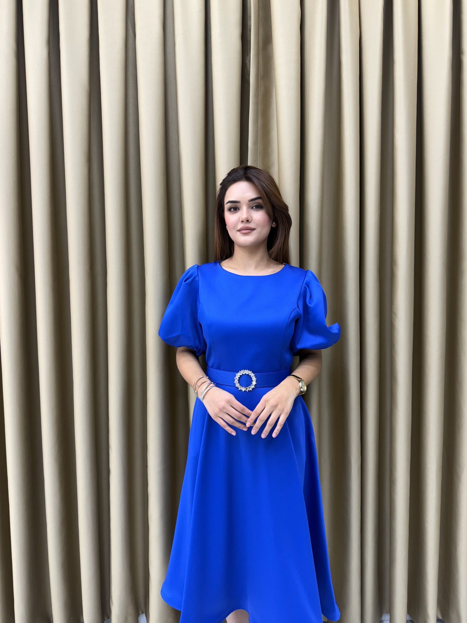 Bisiklet Yaka Abiye Sax Mavisi