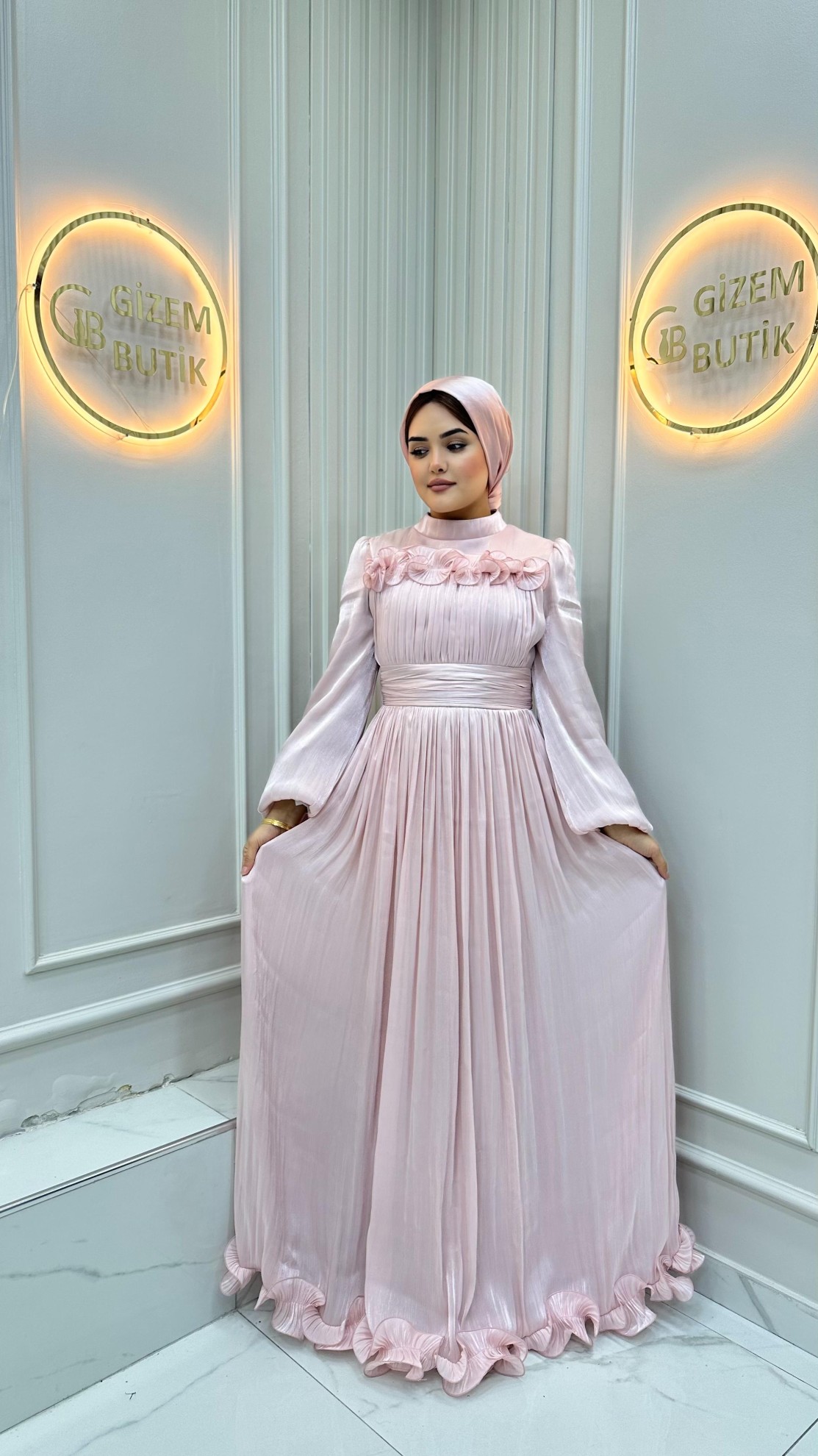 Gül Detay Abiye Yeşil